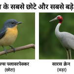 भारत के सबसे छोटे और सबसे बड़े पक्षी – फ्लावरपेक्कर और सारस क्रेन एक ही फ्रेम में